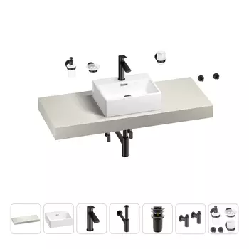 Раковина 43 см со столешницей 120 см Wellsee Graceful Pro 201012272 в наборе 10 в 1