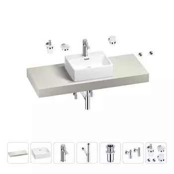 Раковина 43 см со столешницей 120 см Wellsee Graceful Pro 201012276 в наборе 10 в 1