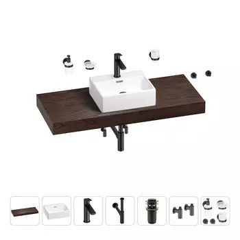 Раковина 43 см со столешницей 120 см Wellsee Graceful Pro 201012302 в наборе 10 в 1