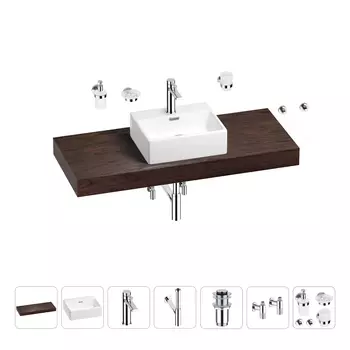 Раковина 43 см со столешницей 120 см Wellsee Graceful Pro 201012306 в наборе 10 в 1