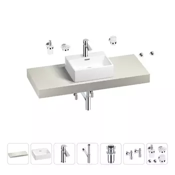 Раковина 43 см со столешницей 120 см Wellsee Graceful Pro 201012271 в наборе 10 в 1