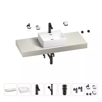Раковина 43 см со столешницей 120 см Wellsee Graceful Pro 201012277 в наборе 10 в 1