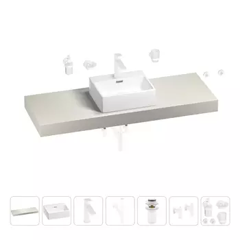 Раковина 43 см со столешницей 140 см Wellsee Graceful Pro 201012335 в наборе 10 в 1