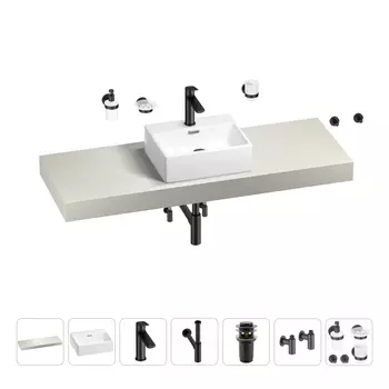 Раковина 43 см со столешницей 140 см Wellsee Graceful Pro 201012332 в наборе 10 в 1
