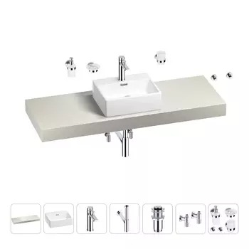 Раковина 43 см со столешницей 140 см Wellsee Graceful Pro 201012336 в наборе 10 в 1