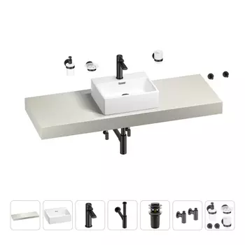 Раковина 43 см со столешницей 140 см Wellsee Graceful Pro 201012337 в наборе 10 в 1