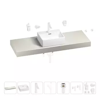 Раковина 43 см со столешницей 140 см Wellsee Graceful Pro 201012340 в наборе 10 в 1