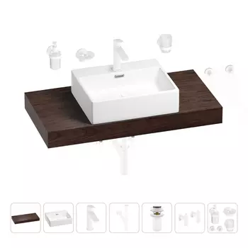 Раковина 50 см со столешницей 100 см Wellsee Graceful Pro 201012485 в наборе 10 в 1