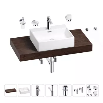 Раковина 50 см со столешницей 100 см Wellsee Graceful Pro 201012486 в наборе 10 в 1