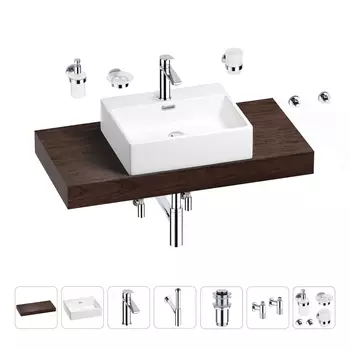 Раковина 50 см со столешницей 100 см Wellsee Graceful Pro 201012481 в наборе 10 в 1