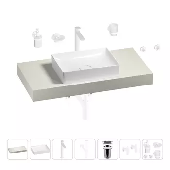 Раковина 50 см со столешницей 100 см Wellsee Pure BY Wellsee 201011195 в наборе 10 в 1