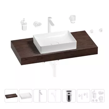 Раковина 50 см со столешницей 100 см Wellsee Pure BY Wellsee 201011255 в наборе 10 в 1