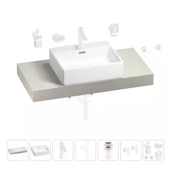 Раковина 50 см со столешницей 100 см Wellsee Graceful Pro 201012460 в наборе 10 в 1