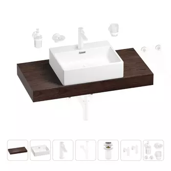 Раковина 50 см со столешницей 100 см Wellsee Graceful Pro 201012490 в наборе 10 в 1
