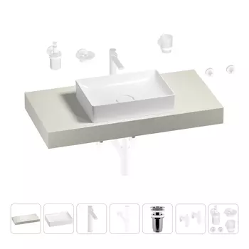 Раковина 50 см со столешницей 100 см Wellsee Pure BY Wellsee 201011200 в наборе 10 в 1
