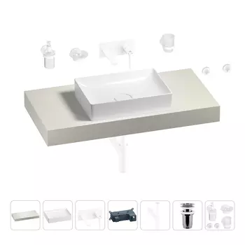 Раковина 50 см со столешницей 100 см Wellsee Pure BY Wellsee 201011210 в наборе 9 в 1