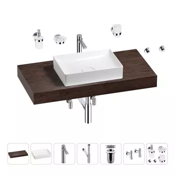 Раковина 50 см со столешницей 100 см Wellsee Pure BY Wellsee 201011256 в наборе 10 в 1