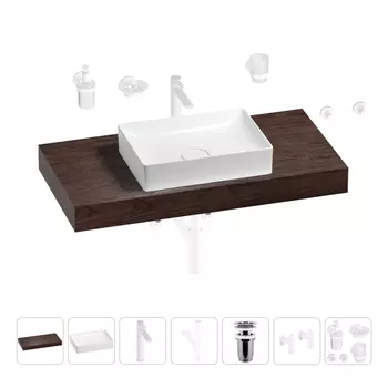Раковина 50 см со столешницей 100 см Wellsee Pure BY Wellsee 201011260 в наборе 10 в 1