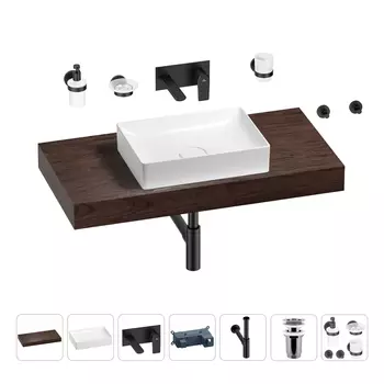 Раковина 50 см со столешницей 100 см Wellsee Pure BY Wellsee 201011262 в наборе 9 в 1