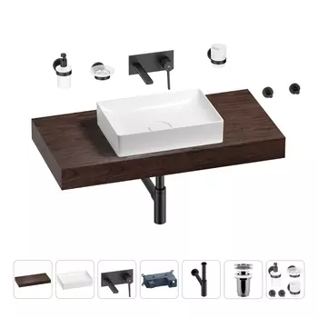 Раковина 50 см со столешницей 100 см Wellsee Pure BY Wellsee 201011267 в наборе 9 в 1