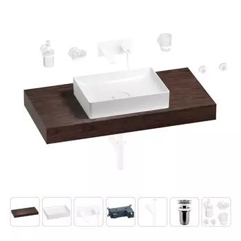 Раковина 50 см со столешницей 100 см Wellsee Pure BY Wellsee 201011270 в наборе 9 в 1