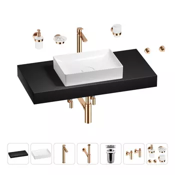 Раковина 50 см со столешницей 100 см Wellsee Pure BY Wellsee 201011294 в наборе 10 в 1