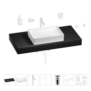 Раковина 50 см со столешницей 100 см Wellsee Pure BY Wellsee 201011300 в наборе 10 в 1