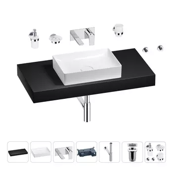 Раковина 50 см со столешницей 100 см Wellsee Pure BY Wellsee 201011301 в наборе 9 в 1