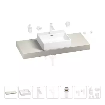 Раковина 50 см со столешницей 120 см Wellsee Graceful Pro 201012515 в наборе 10 в 1