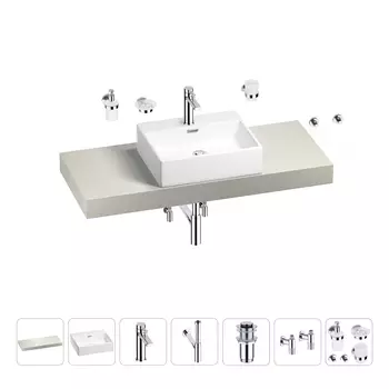 Раковина 50 см со столешницей 120 см Wellsee Graceful Pro 201012516 в наборе 10 в 1