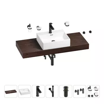 Раковина 50 см со столешницей 120 см Wellsee Graceful Pro 201012542 в наборе 10 в 1