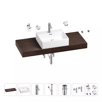Раковина 50 см со столешницей 120 см Wellsee Graceful Pro 201012546 в наборе 10 в 1