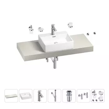 Раковина 50 см со столешницей 120 см Wellsee Graceful Pro 201012511 в наборе 10 в 1