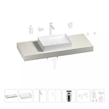 Раковина 50 см со столешницей 120 см Wellsee Pure BY Wellsee 201011315 в наборе 10 в 1