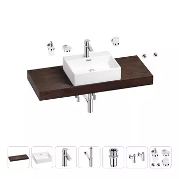 Раковина 50 см со столешницей 120 см Wellsee Graceful Pro 201012541 в наборе 10 в 1