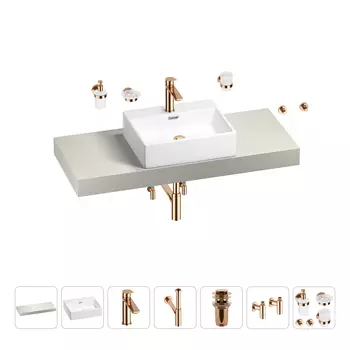 Раковина 50 см со столешницей 120 см Wellsee Graceful Pro 201012514 в наборе 10 в 1