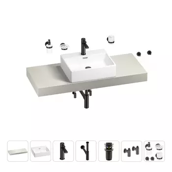 Раковина 50 см со столешницей 120 см Wellsee Graceful Pro 201012517 в наборе 10 в 1