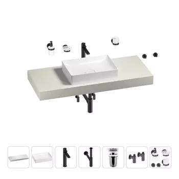 Раковина 50 см со столешницей 120 см Wellsee Pure BY Wellsee 201011317 в наборе 10 в 1