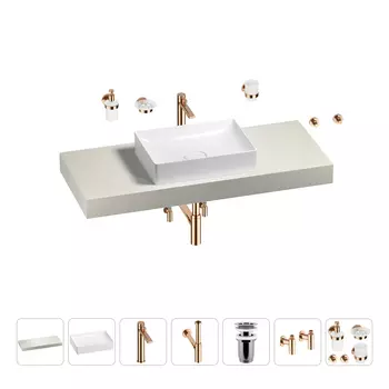 Раковина 50 см со столешницей 120 см Wellsee Pure BY Wellsee 201011319 в наборе 10 в 1