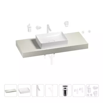 Раковина 50 см со столешницей 120 см Wellsee Pure BY Wellsee 201011320 в наборе 10 в 1