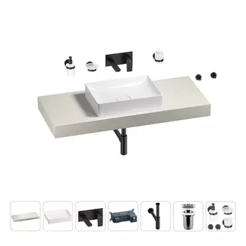 Раковина 50 см со столешницей 120 см Wellsee Pure BY Wellsee 201011322 в наборе 9 в 1