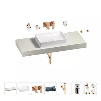 Раковина 50 см со столешницей 120 см Wellsee Pure BY Wellsee 201011324 в наборе 9 в 1