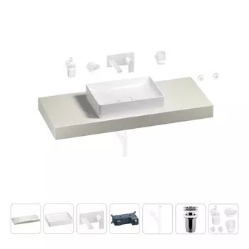 Раковина 50 см со столешницей 120 см Wellsee Pure BY Wellsee 201011325 в наборе 9 в 1