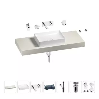 Раковина 50 см со столешницей 120 см Wellsee Pure BY Wellsee 201011326 в наборе 9 в 1