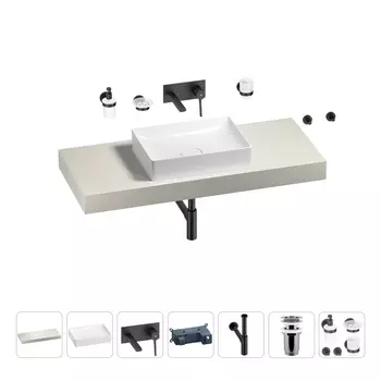 Раковина 50 см со столешницей 120 см Wellsee Pure BY Wellsee 201011327 в наборе 9 в 1