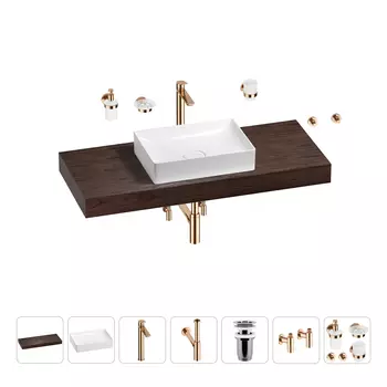 Раковина 50 см со столешницей 120 см Wellsee Pure BY Wellsee 201011374 в наборе 10 в 1