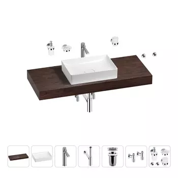 Раковина 50 см со столешницей 120 см Wellsee Pure BY Wellsee 201011376 в наборе 10 в 1