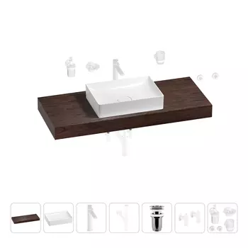 Раковина 50 см со столешницей 120 см Wellsee Pure BY Wellsee 201011380 в наборе 10 в 1