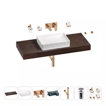 Раковина 50 см со столешницей 120 см Wellsee Pure BY Wellsee 201011384 в наборе 9 в 1