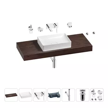 Раковина 50 см со столешницей 120 см Wellsee Pure BY Wellsee 201011386 в наборе 9 в 1